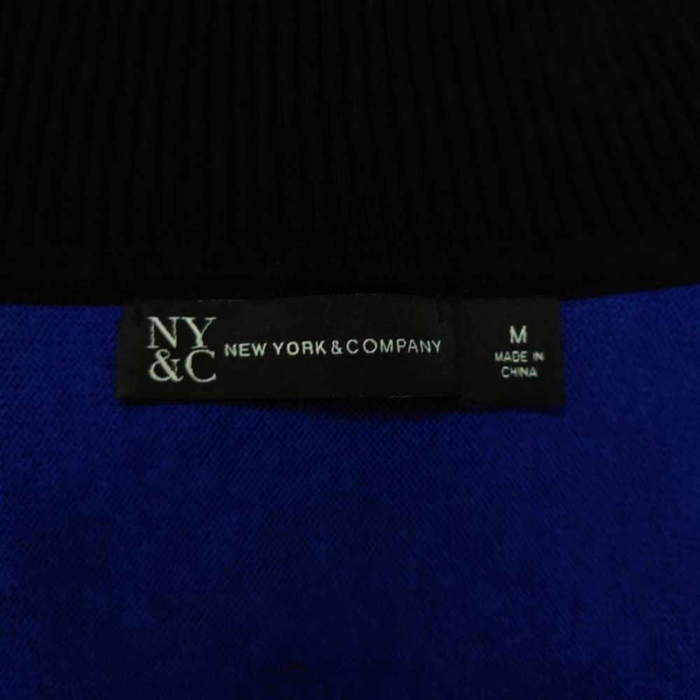 NY&C New York & Company Knit Turtleneck Poncho Sweater Cobalt Blue Black Gray - Picture 6 of 7